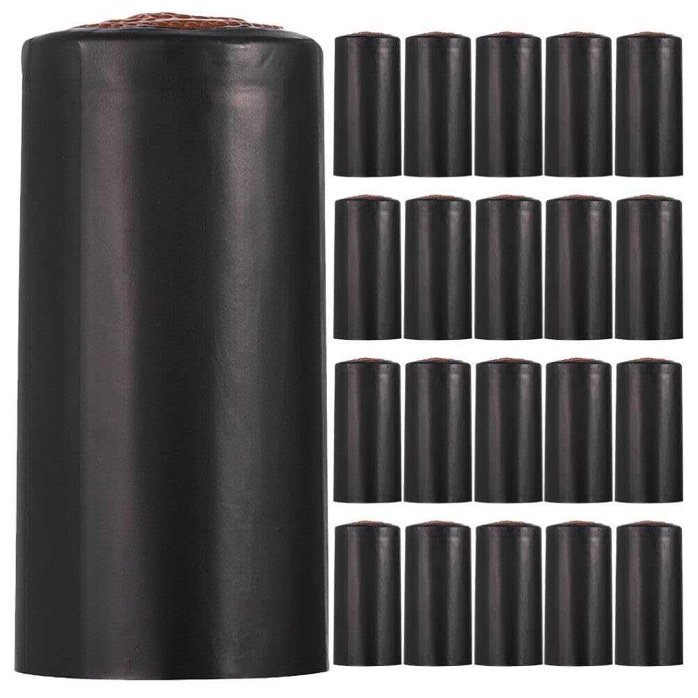 Kichvoe 30pcs PVC Heat Shrink Capsules Wine Bottle Shrink Wraps Wine Sealing Shrink Top Cover Caps Bottle Stoppers for Wine Making Cellars Home Use Black