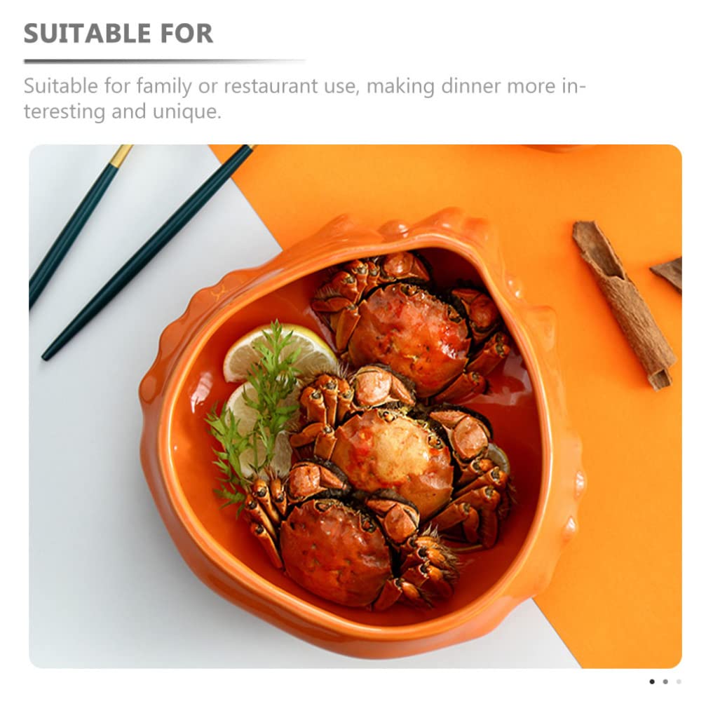 Alipis Vajilla Tazón De Cangrejo Plato De Aperitivos Tazón De Sopa Platos Para Servir Profundos Tazón De Arroz De Porcelana Plato Para Servir La Cena Cerámico Mariscos Cerámica Cocinando