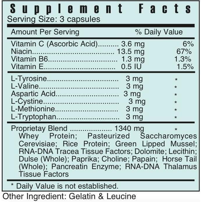 Miniatura 3 de Systemic Formulas PRO - Nutro Protein - 60 cápsulas Bio Nutriment #150. Construcción muscular, aminoácidos y apoyo renal. Piscina de nucleoproteínas