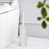 Vista 7 de Topsky Toilet Brush & Holder Set, 2 Pack Plastic Round Barrel Loo Brush with 2 Replacement Heads, Durable for Bathroom, White Blanco