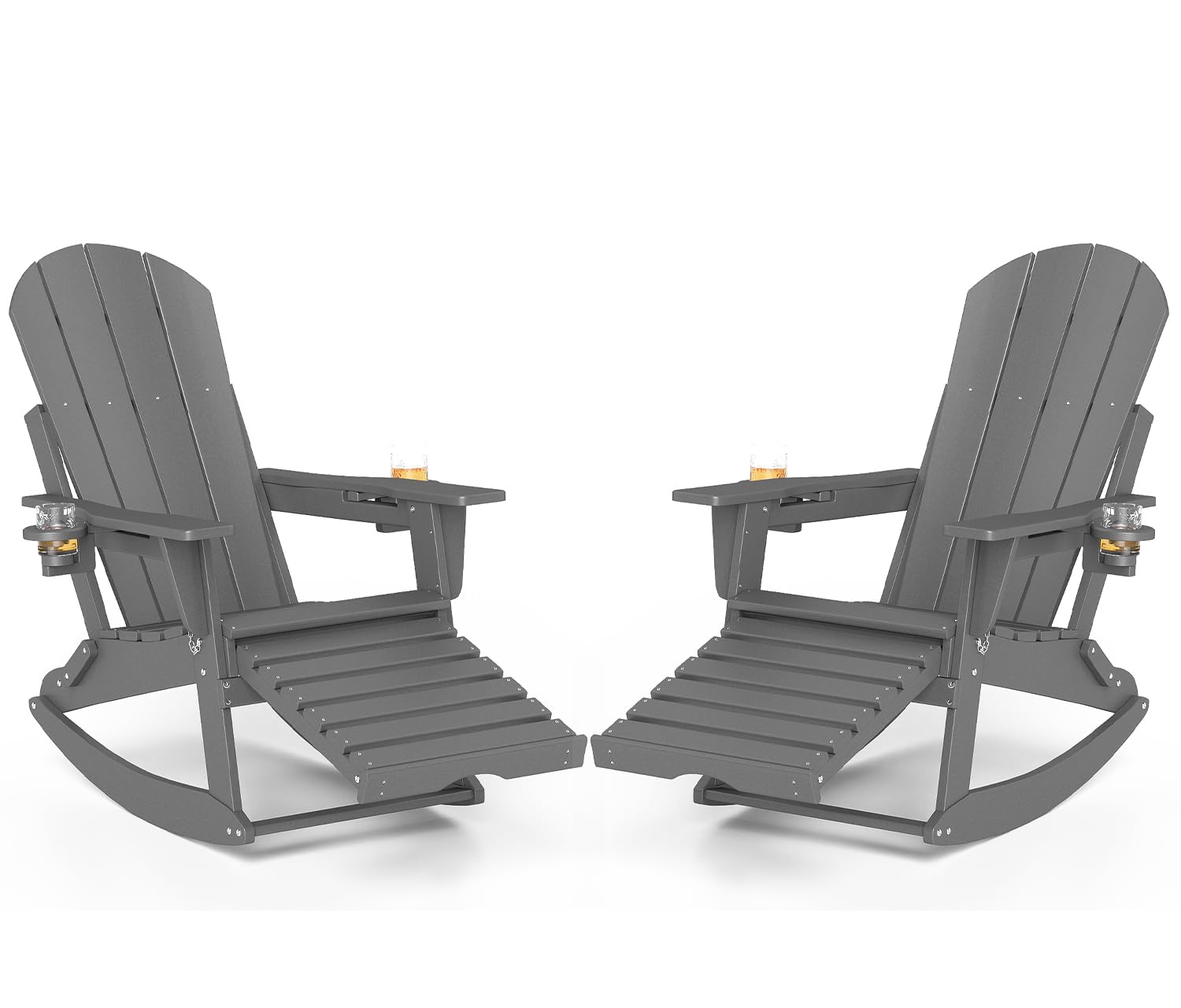 Adjustable Adirondack Rocking Chair with Retractable Ottoman