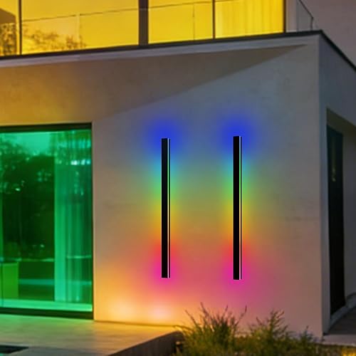 Miniatura 28 de Luz de Pared Exterior, Apliques de Pared Exteriores Modernos de 39 Pulgadas, Luces de Pared Largas Negras Impermeables con Iluminación Cálida, Luz