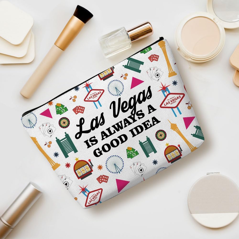 Las Vegas Gifts Makeup Bag, Las Vegas Souvenir Las Vegas Lovers Gift Retro Funny Vegas Travel Vacation Cosmetic Bag for Women Mom Bestie Birthday Christmas Bachelorette Party Friendship Gifts - Image 3