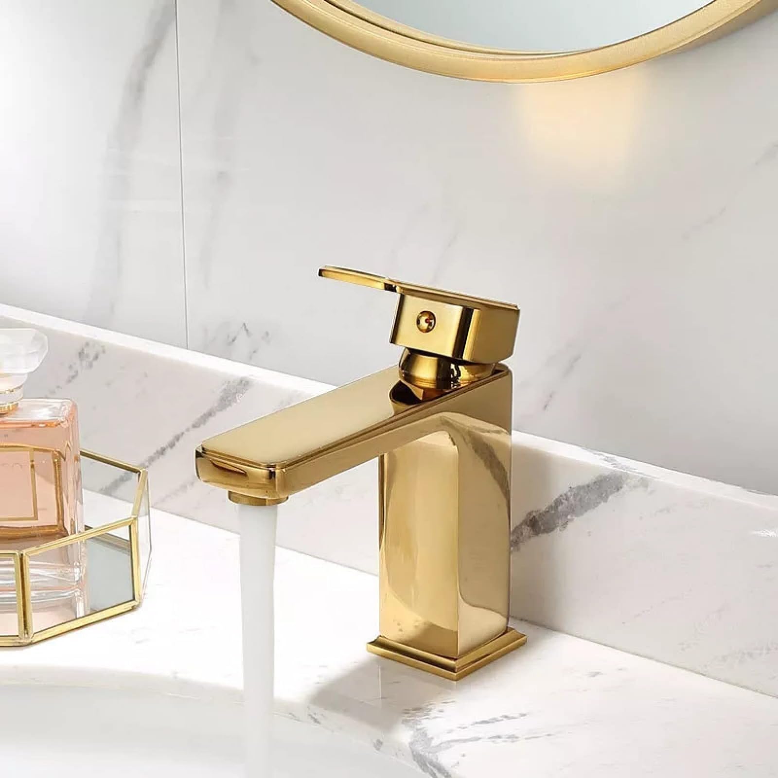 Grifo de baño dorado Grifos de lavabo de latón para lavabo de lavabo de latón con una sola manija