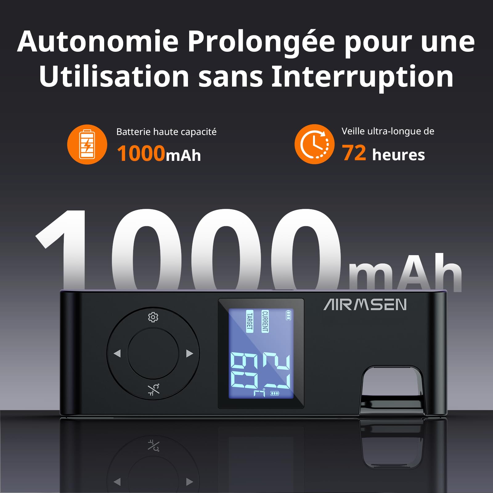 AIRMSEN Thermomètre à Viande Sans Fil avec Poignée en Céramique Résistante à la Chaleur & Écran LCD - Surveillance à 150M Contrôle par Appli Bluetooth 5.4 pour Grillade Fumage BBQ Batterie 1000mAh