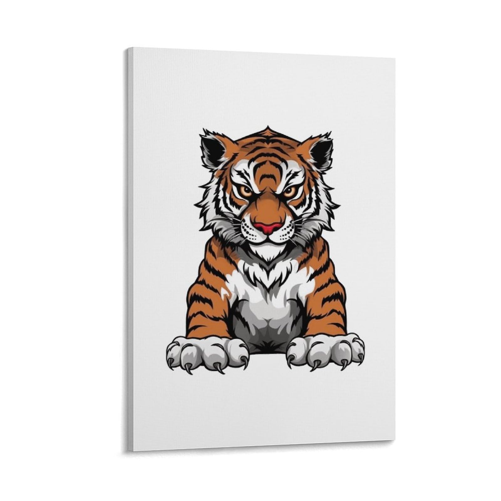 Canvas Wall Art for Living Room 16"x24" Modern Artwork Painting Pictures Hanging Canvas Prints Tiger Head with Raised Paws Aesthetic Wall Art for Bedroom Bathroom Office Wall Art Print Decor Tiger He