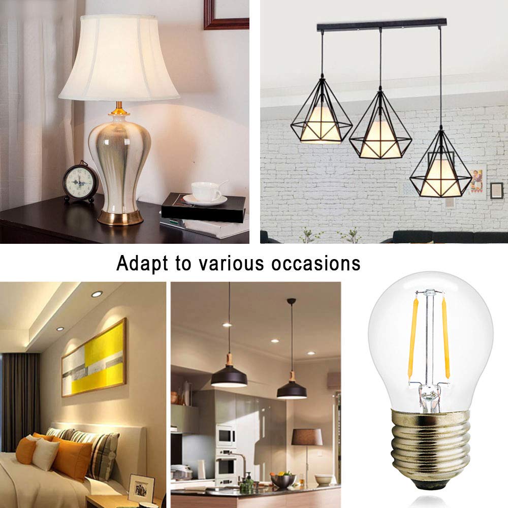 Edison E27 żarówka 2 W, odpowiednik żarówki żarowej 25 W, ciepła biel 2700 K, 180 lumenów, klasyczna dioda LED, niezmienna, zestaw 20 szt
