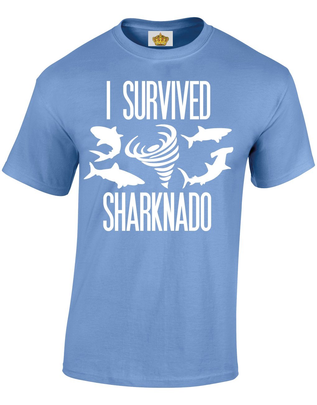 Crown Designs I Survived Sharknado Funny Cool for Men & Teenagers T-Shirts Tops - Carolina Blue/Large