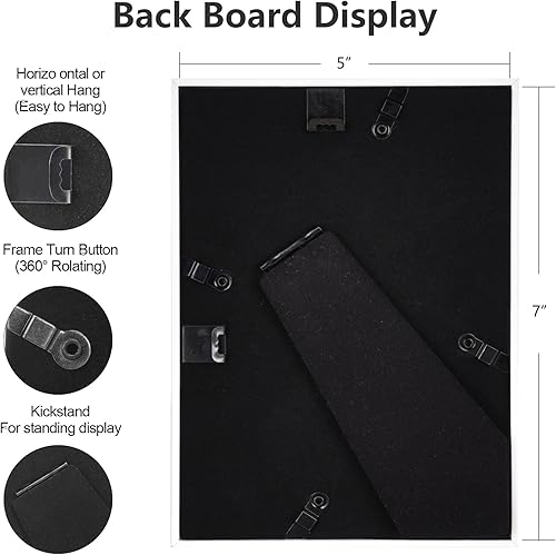 Miniatura 3 de Autjvy Juego de 2 portarretratos de 5 x 7 pulgadas, marco de fotos de aluminio fino moderno y simple de aluminio con vidrio real HD, pantalla para