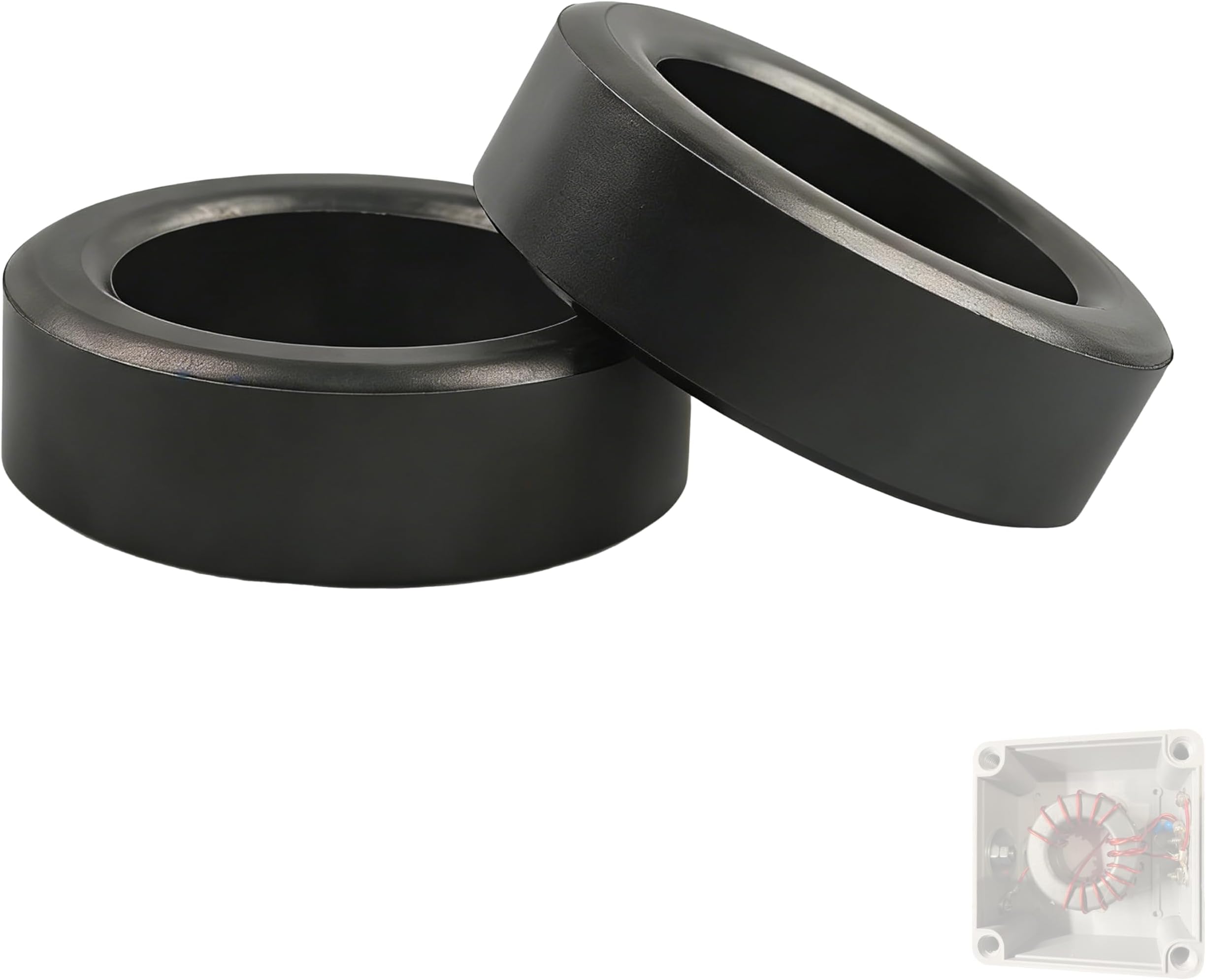- 2 Pack 49x34x16mm Ferrite Toroidal Cores (Black) - RFI/EMI Line Noise & Signal Loss Reduction, for Power Transformers, Home & Industrial Electronics