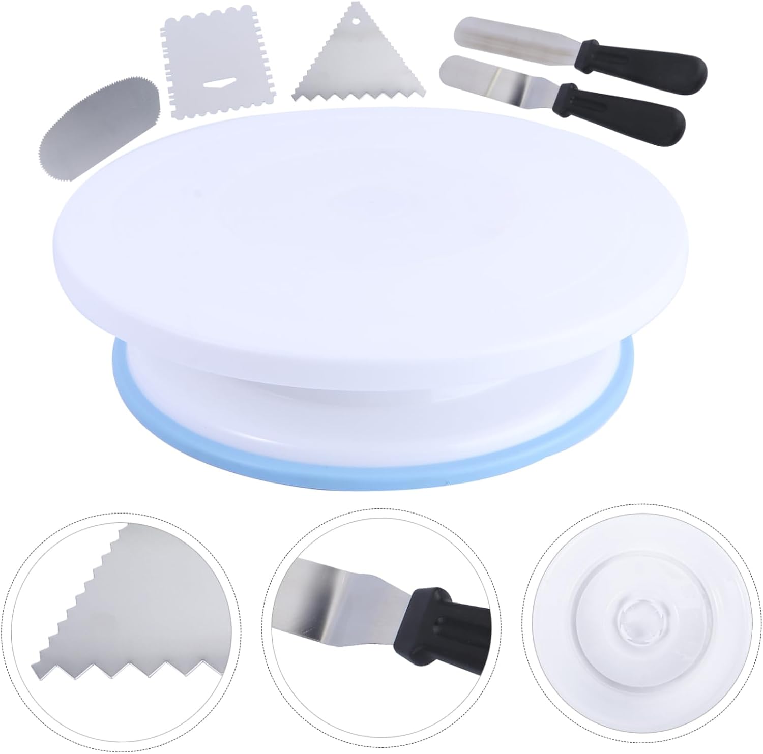 Alipis Cake Baking Accessories Set Includes Cake Scraper Spreader Bench Scraper Turntable for Bakery and Home Use
