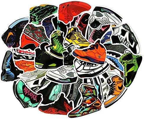 Air Jordan Stickers, Bondpaw 40PCS Cartoon AJ Sneaker Stickers for Laptop Car Helmet Luggage Skateboard Computer Keyboard Fridge Personalize Decals