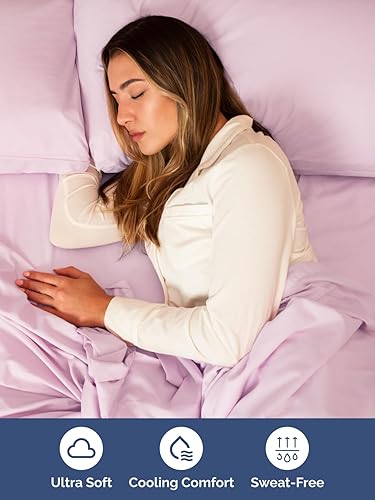 Miniatura 5 de Juego de sábanas de tamaño California king, transpirables, refrescantes, con esquinas extraprofundas de 18-24 pulgadas, de ajuste fácil,