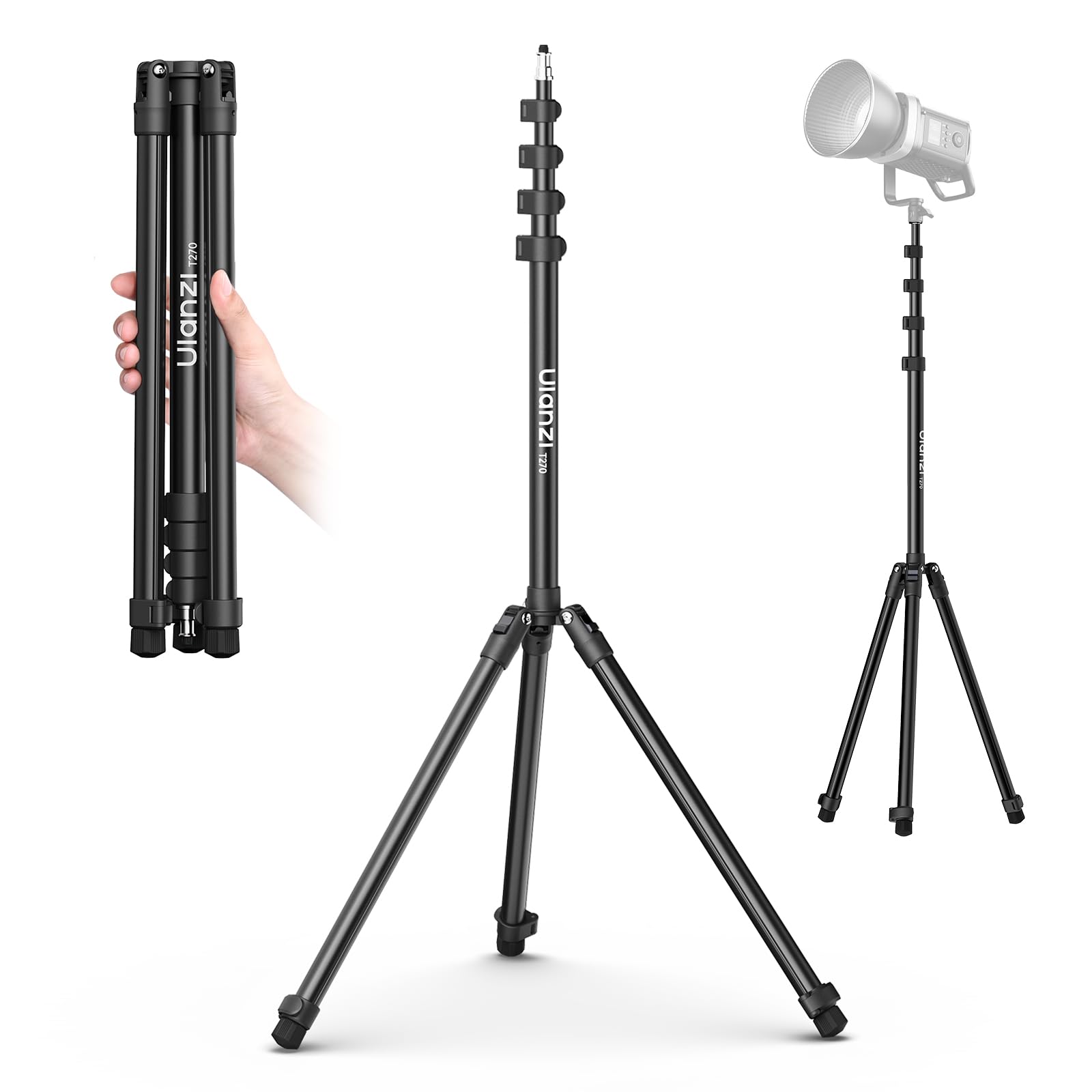 ULANZI Soporte de Luz T270, Trípode de Luz Ajustable para Fotografía de 270 cm, Trípode de Aluminio Portátil de Iluminación de Estudio para Softbox, Cámara, Reflector, Luz Estroboscópica