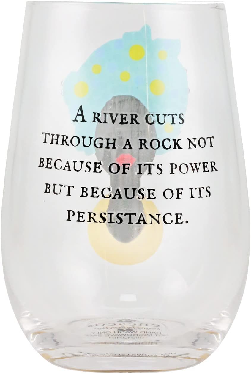Enesco Our Name is Mud Culture River Cuts Through Rock Rhinestone Stemless Wine Glass, 15 Ounce, Clear