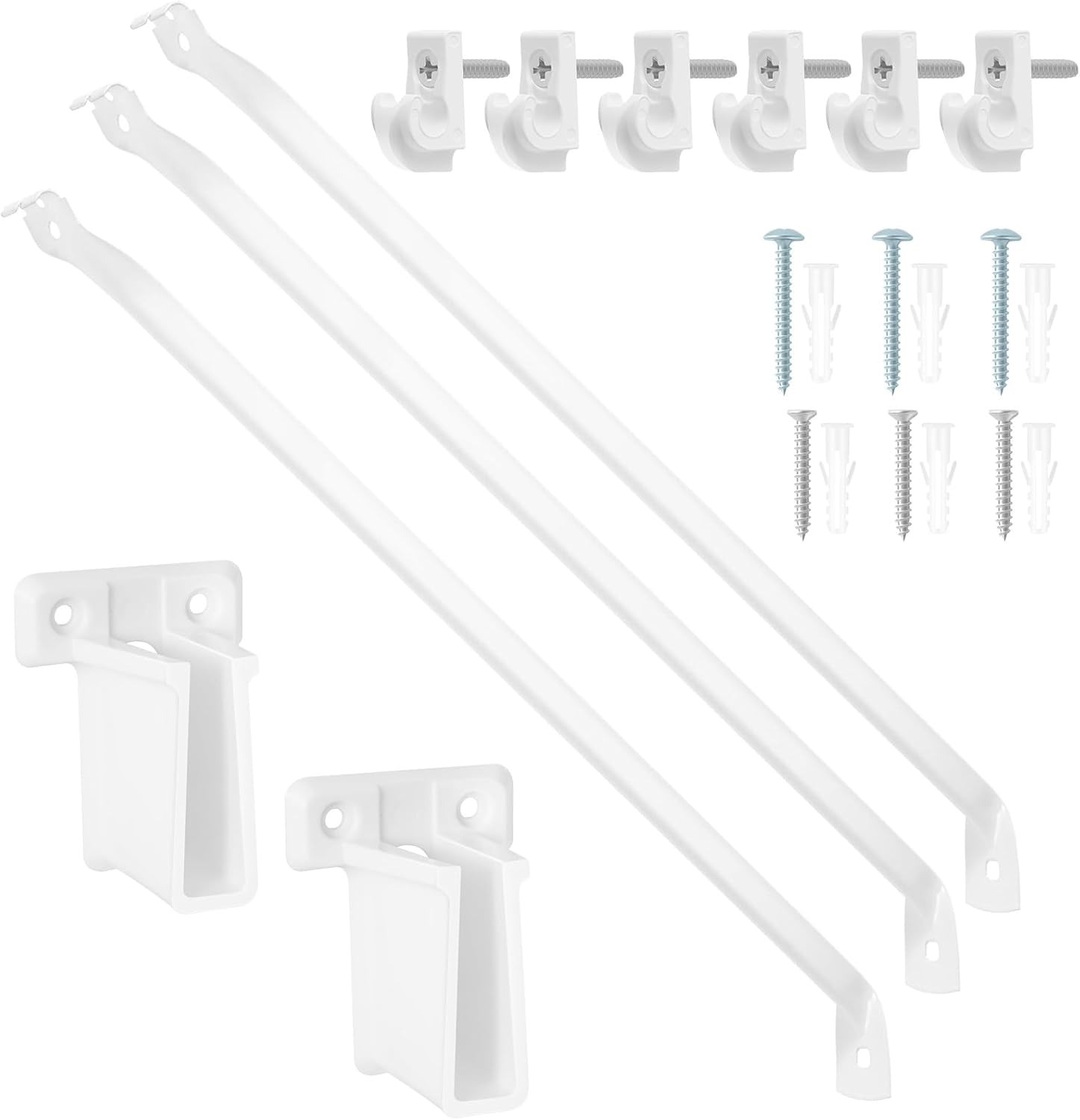 6 PCS Wire Shelf Brackets, 17 Inch Long Closet Shelf Brackets with Screws, Metal Support Bracket for Wire Closet Shelving, Heavy Duty
