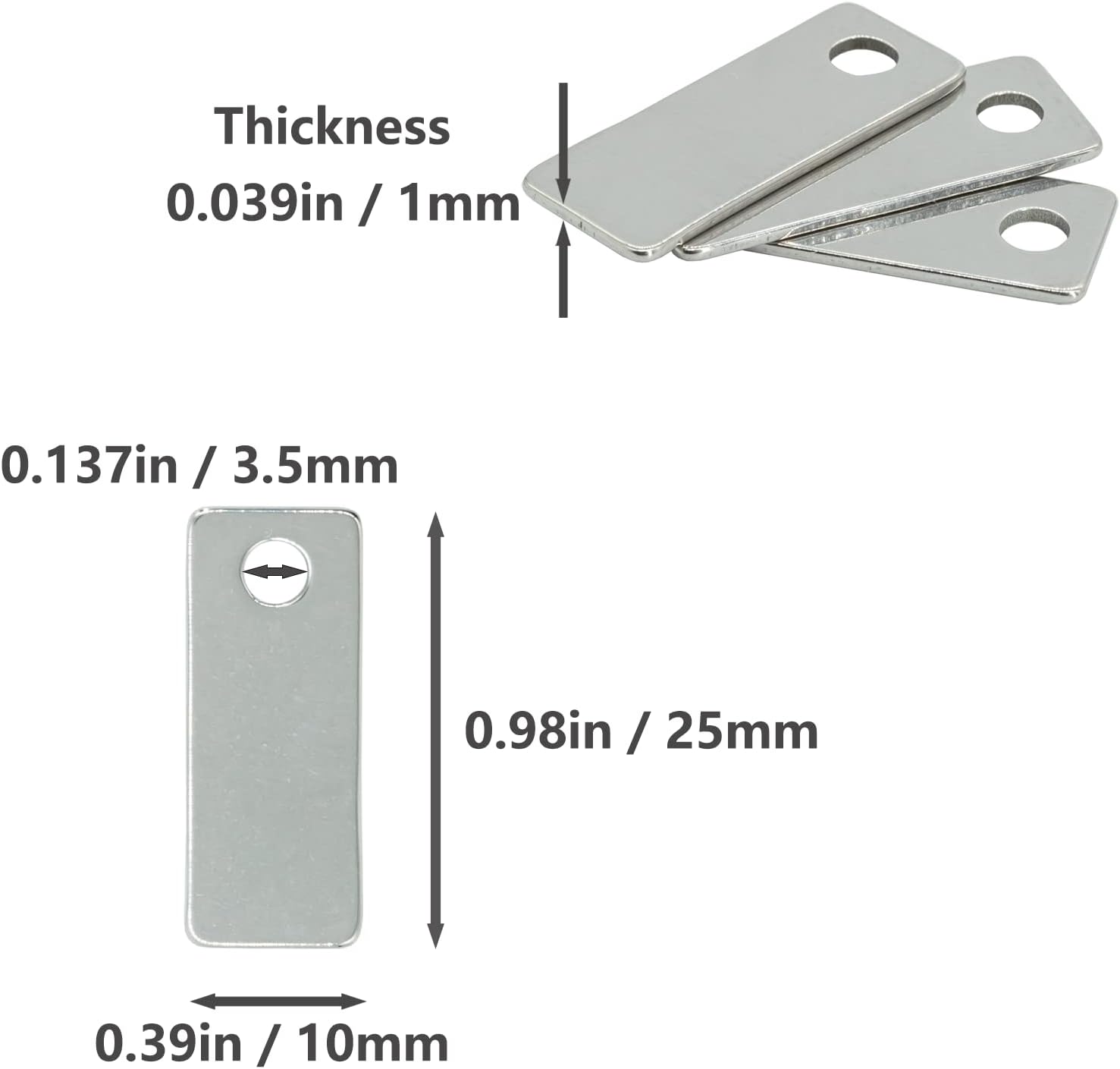 StayMax Metal Engraving Blanks Stamping Blanks 304 Stainless Steel Rectangle Blank Tags 25 PCS Nearly 1 Inch