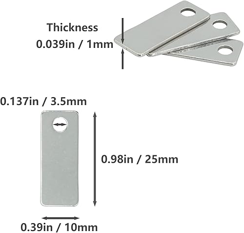 Miniatura 2 de StayMax Etiquetas rectangulares de acero inoxidable 304 para grabado de metal, 25 unidades, casi 1 pulgada