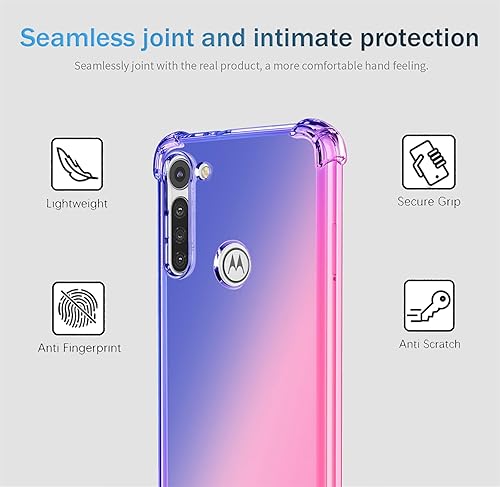 Miniatura 3 de Funda transparente para Moto G8, color degradado, delgada, suave, TPU a prueba de golpes, antiarañazos, funda protectora para Motorola G8 (azulrosa)