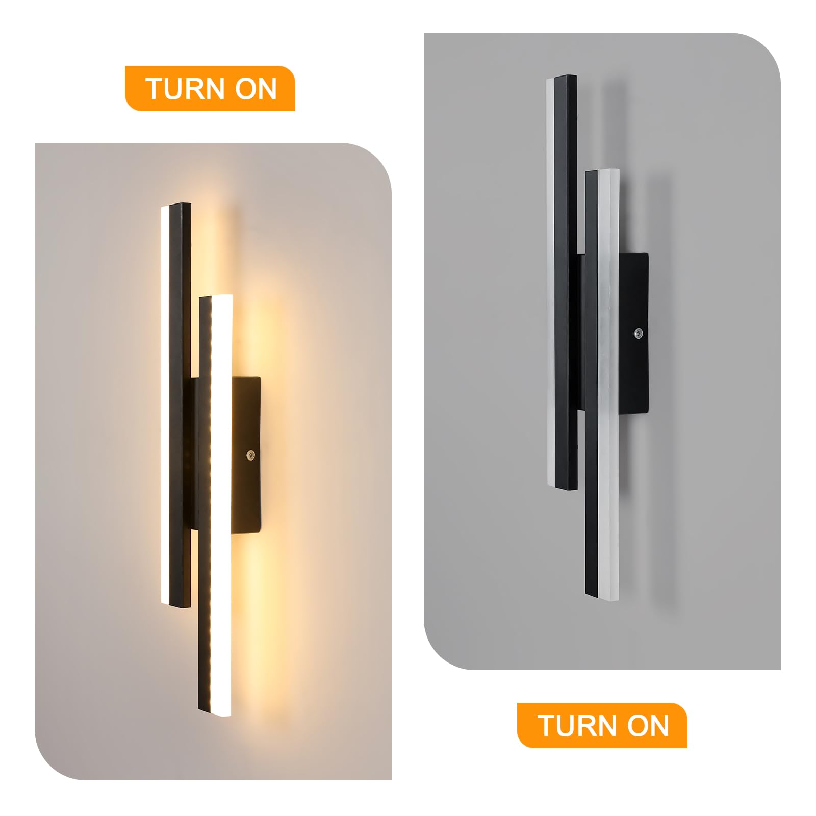Lampa ścienna LED Comely 16W, 3 tryby ściemniania lampy ściennej LED, 3000/4000K/6500K Czarna lampa ścienna do sypialni, salonu, schodów, przedpokoju