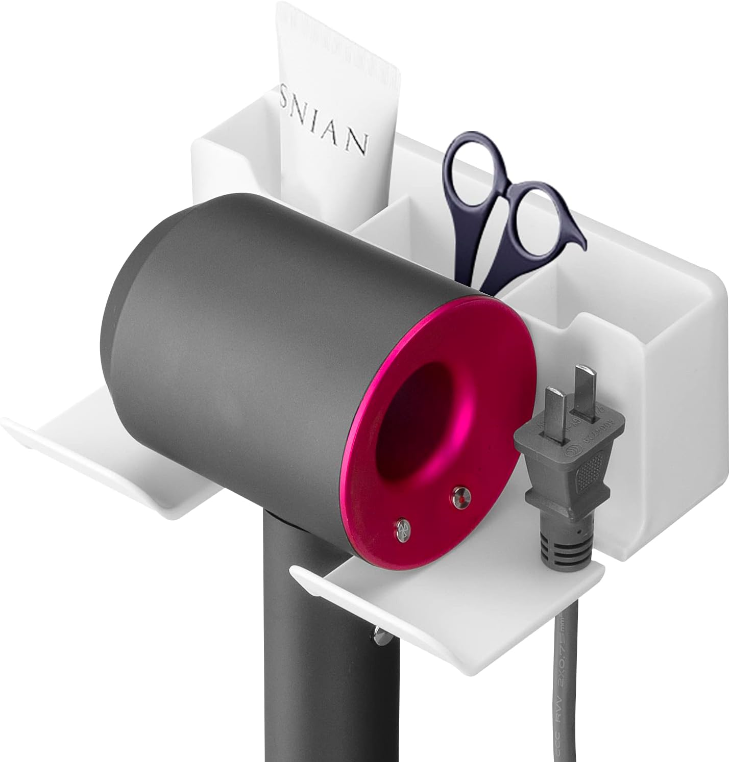 DODAMOUR Wall Mounted Hair Dryer Holder, 3 Slots Self Adhesive Blow Dryer Holder