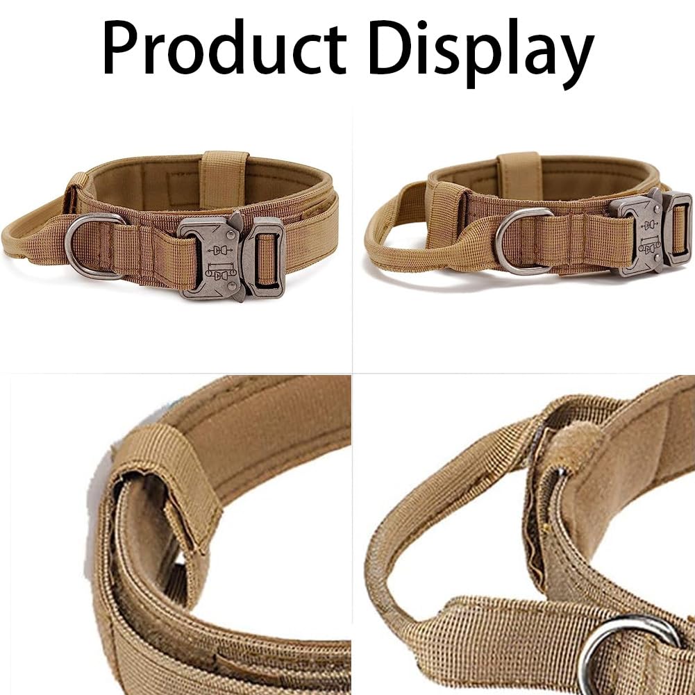 Wohlstand Taktisches Hundehalsband, Verstellbares Halsband Mit  Kontrollgriff, Gepolstert Hund HalsbandBreit, Metallschnalle Nylon  Hundehalsband fr Mittlere Groe Hunde Training Jagd (L, Khaki) :  Amazon.de: Haustier