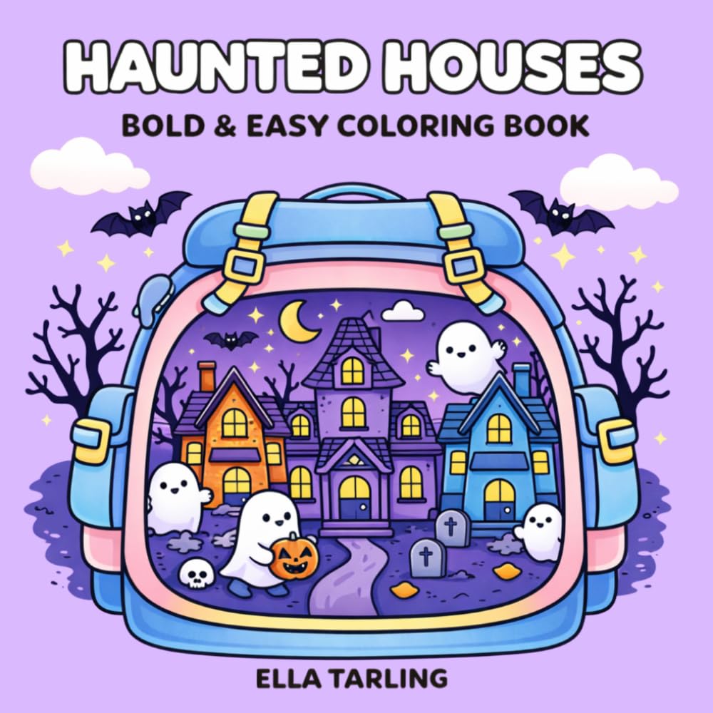 Haunted Houses Halloween Coloring Book: Bold & Easy Designs for Kids & Adults | 40 Cute & Simple Coloring Pages for Relaxation & Fun (Spooky Cozy Collection)