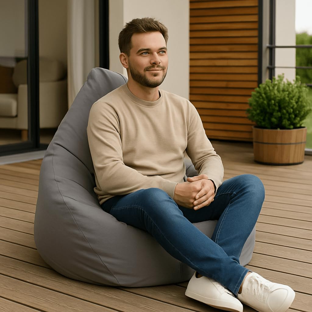 Sillón Gamer para Exteriores e Interiores con Relleno de Perlas de EPS, Puff, Silla de Relax, cojín para Asiento, cojín para el Suelo, Bean Bag de 225L (Gray)