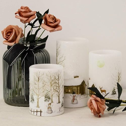 Miniatura 2 de Velas sin llama GenSwin de Navidad con muñeco de nieve, parpadeantes, funcionan con pilas, con temporizador