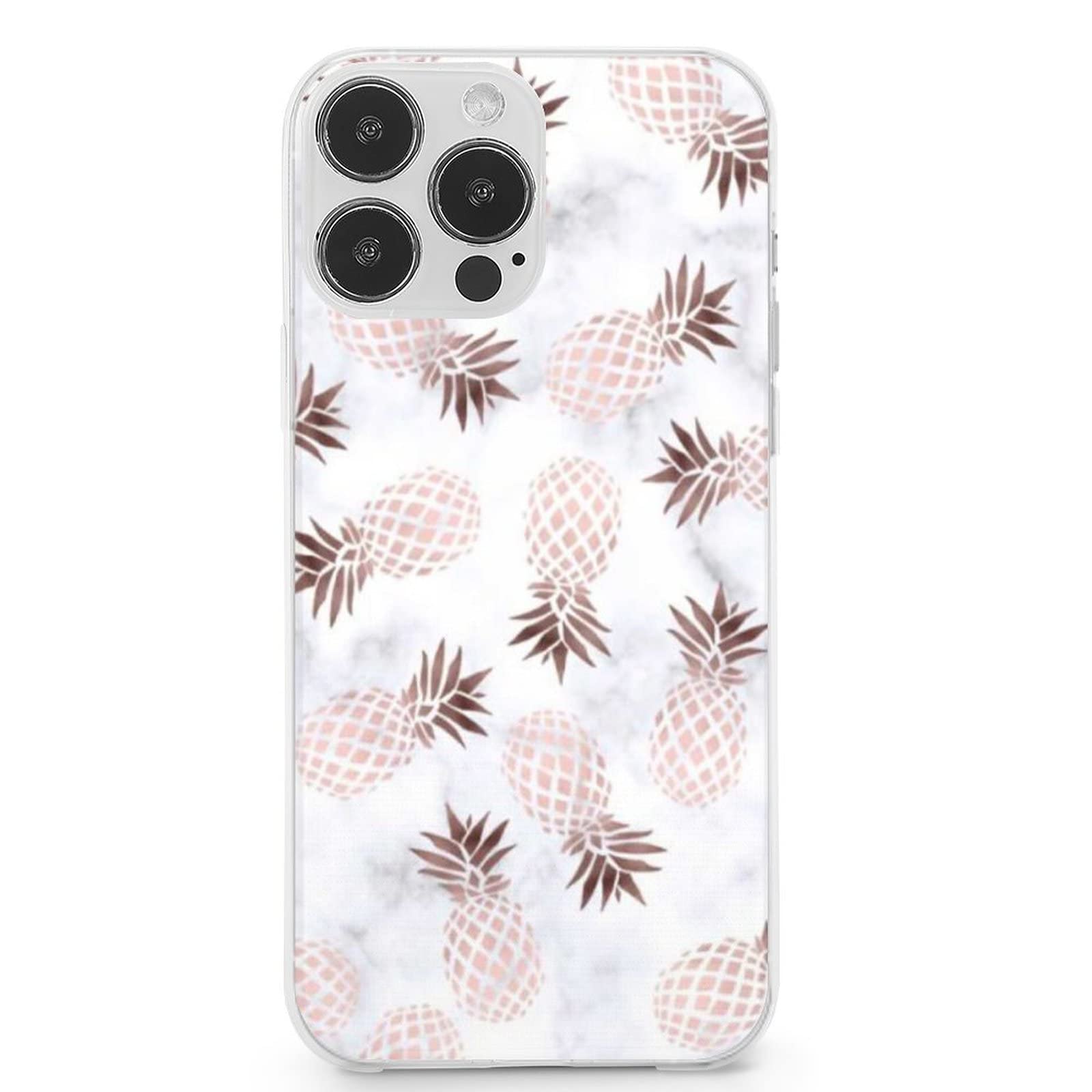 White Marble Rose Gold Pineapple Case Compatible with iPhone 13 Pro Max 6.7"(2021),Soft TPU Anti-Scratch Non-Slip Cellphone Accessories Protective Cover Designed for iPhone 13 Pro Max