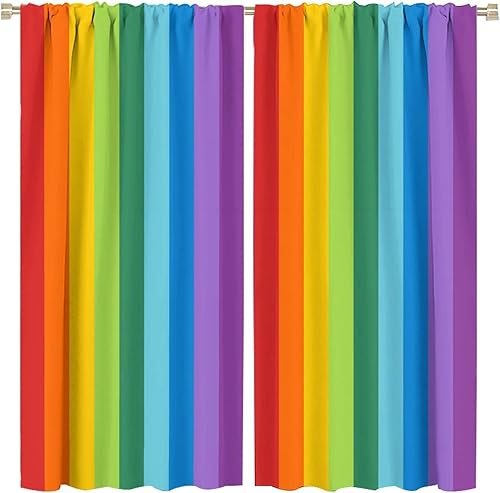Cortinas opacas de colores arcoĂris de protecciĂłn de privacidad, cortina opaca para dormitorio, sala de estar, 42 pulgadas de ancho x 45 pulgadas de Cortinas opacas de colores arcoĂris de protecciĂłn de privacidad, cortina opaca para dormitorio, sala de estar, 42 pulgadas de ancho x 45 pulgadas de