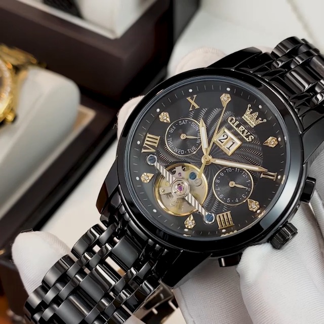 OLEVS Luxury Men's Quartz Watch Stainless Steel Waterproof Luminous Wristwatch e