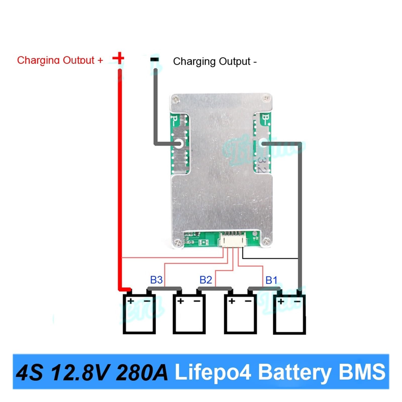 BMS-Lithiumbatterie-Schutzplatine, 4S 12,8 V 200A 280A Balance Batterie BMS Balance Protected Board for 3,2 V 200Ah 280Ah 320Ah Batterien Verwendung Li-Ionen-Ladegerät-Schutzmodul(4S 200A BMS)