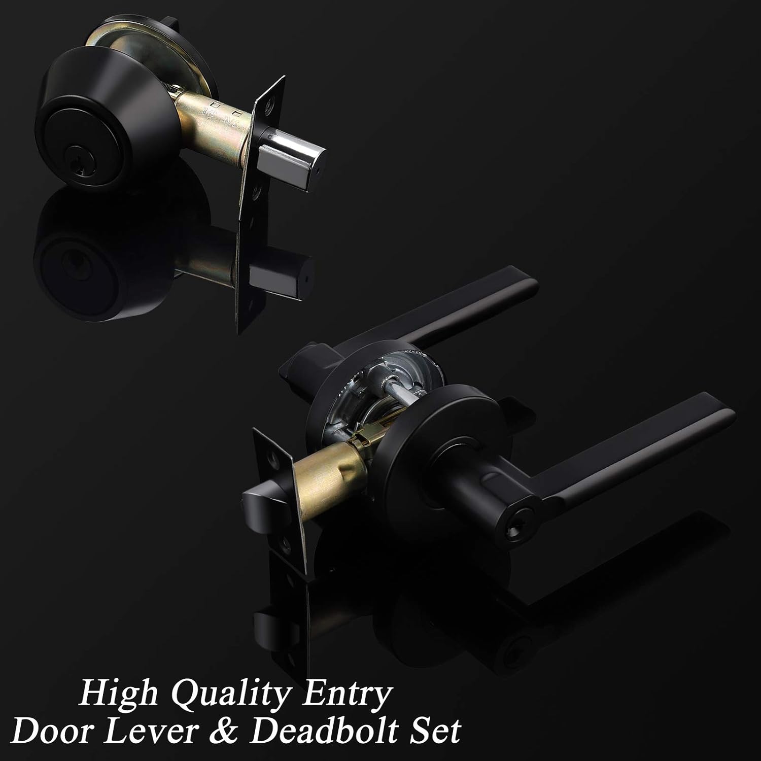 Exсluѕіvе Sресіаl 5 Pack Entry Door Lever and Single Cylinder Deadbolt Combination Set, Keyed Alike, Matte Black Entry Entrance Keyed Round Door Knobs Lockset with Deadbolt for Exterior/Front Door Blасk Frіdау - 40% оƒƒ 5 Pack Entry Door Lever and Single Cylinder Deadbolt Combination Set, Keyed Alike, Matte Black Entry Entrance Keyed Round Door Knobs Lockset with Deadbolt for Exterior/Front Door