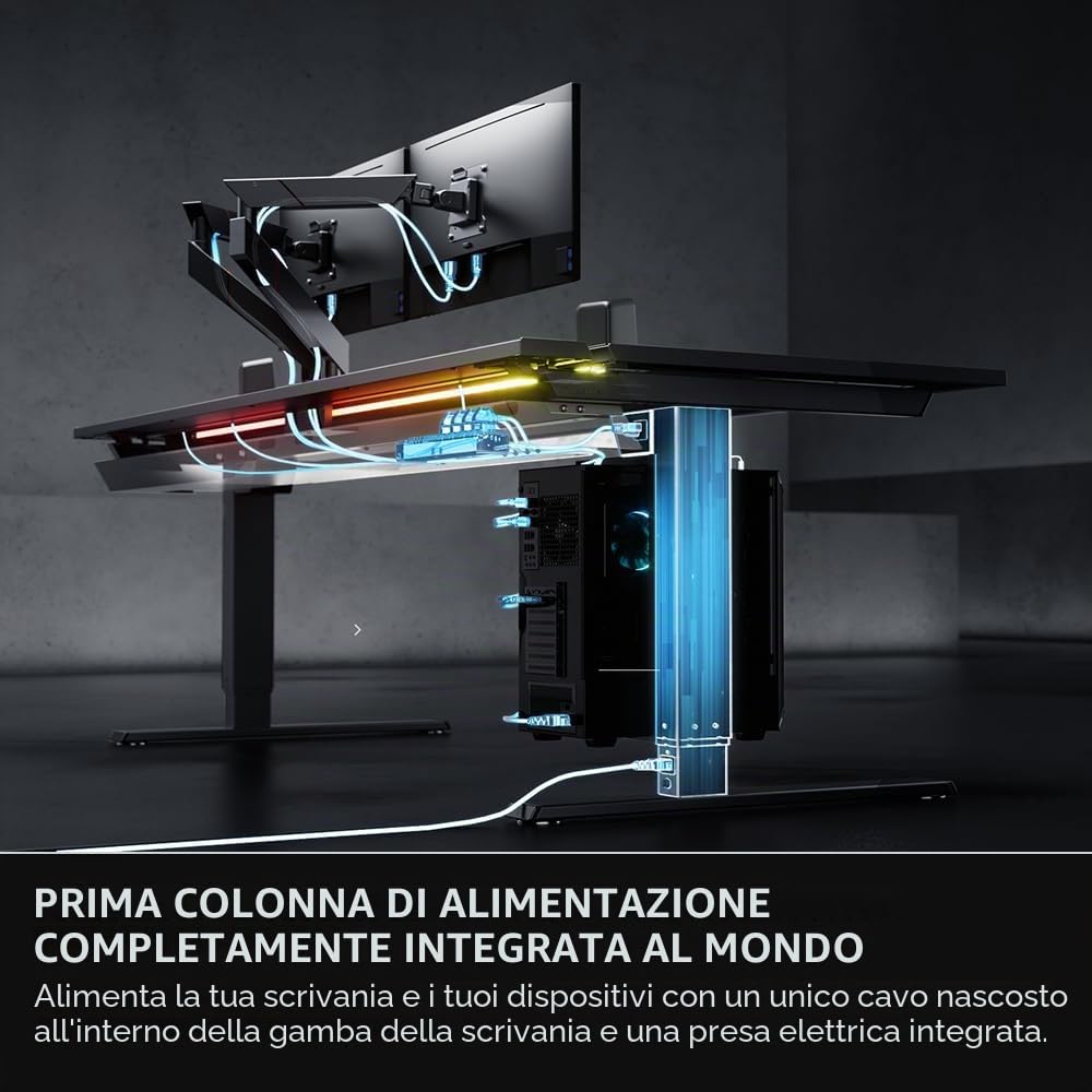 Secretlab MAGNUS Pro Scrivania Regolabile Elettrica, Similpelle Black | Scrivania ergonomica, Gestione magnetica dei cavi, Alimentazione integrata, Vassoio passacavi