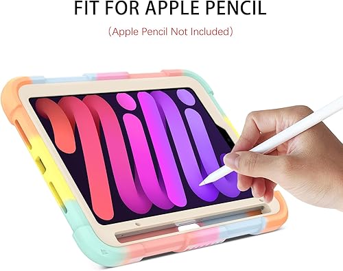 Miniatura 6 de DUEDUE Funda para iPad Mini 6, iPad Mini 2021 con soporte para lápiz, alas de mariposa, resistente a prueba de golpes, funda para tableta para Apple