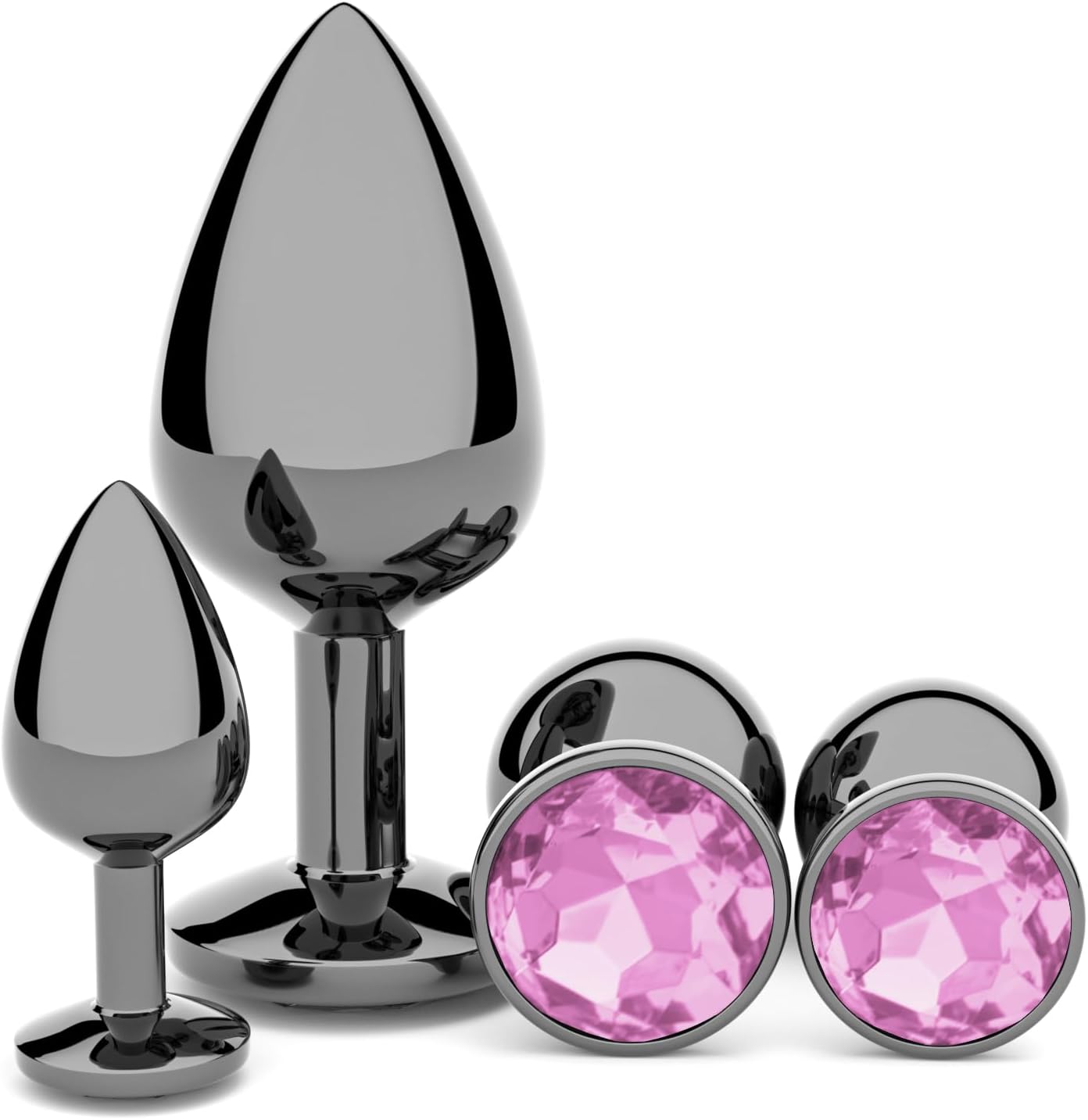 Anal Plug Beginner Set - 4 PCS Jewel Butt Plugs Sex Toy Anal Training Kit- Guncolor G Spot Anal Sex Adult Toy for Beginner Adult Unisex Women and Men Couple