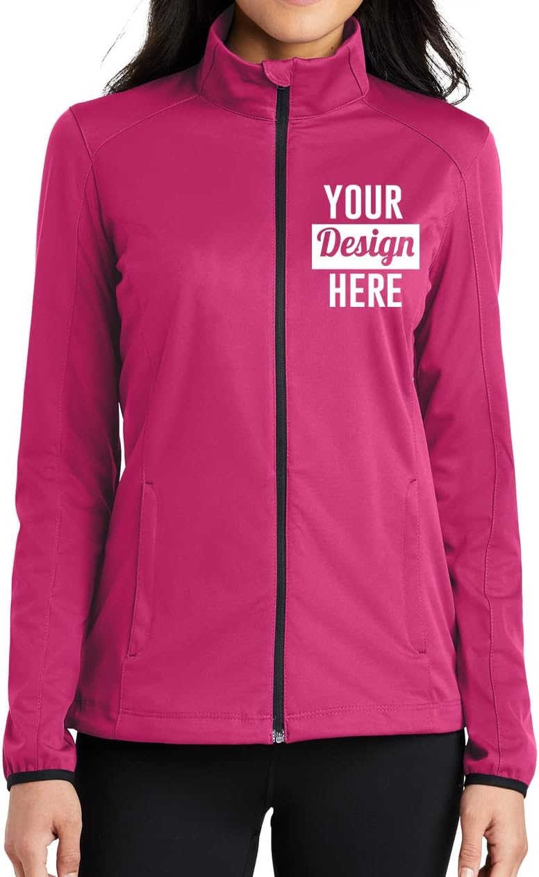 INK STITCH Women L717 Custom Design Your Own Logo Text Stitching Active Soft Shell Jackets