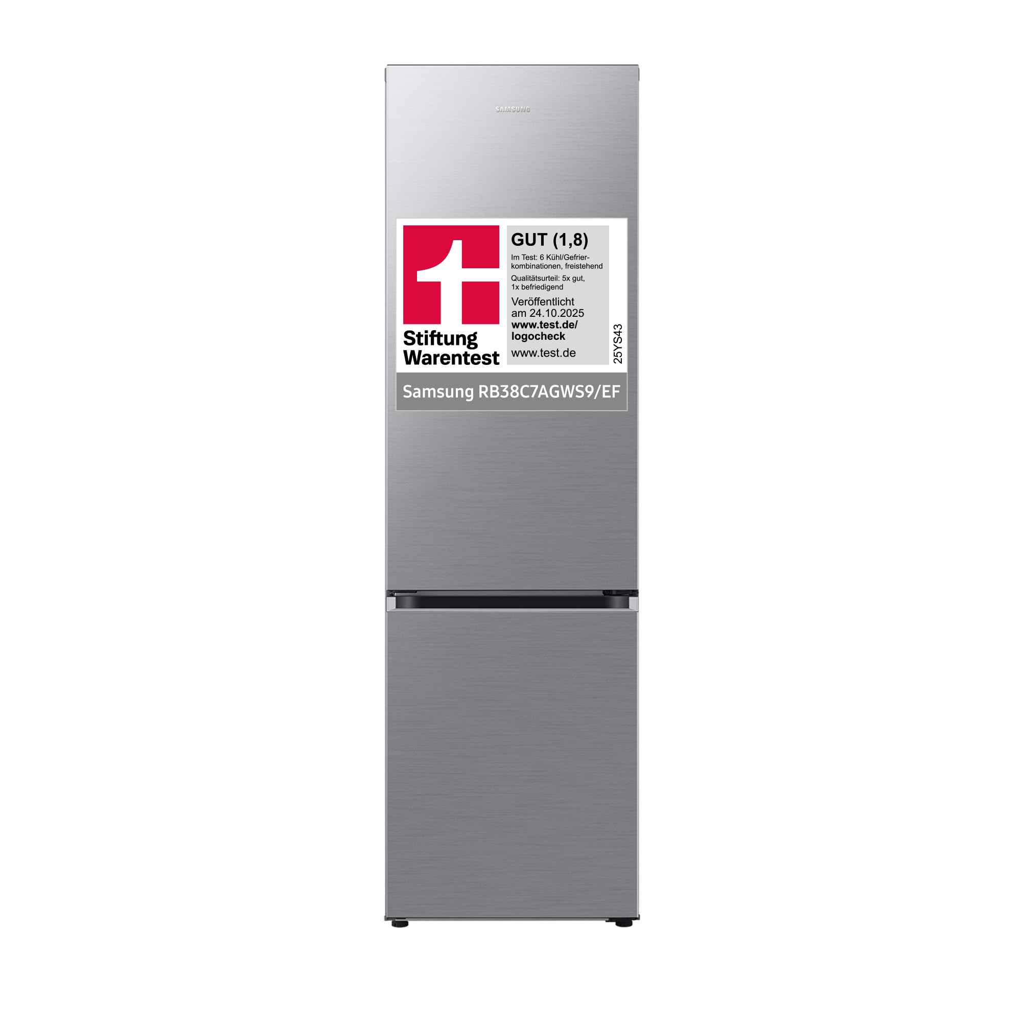 Samsung RB38C7AGWS9/EF Kühl-Gefrierkombination, 203 cm, 387 l, AI-Kühlschrank mit Gefrierfach, SmartThings AI Energy Mode, Cool Select+, Twin Cooling Plus, Metal Cooling, Edelstahl Look