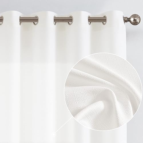 jinchan Cortinas de lino con textura casual para sala de estar de 84 pulgadas de largo con ojales en la parte superior filtrantes de luz, paneles