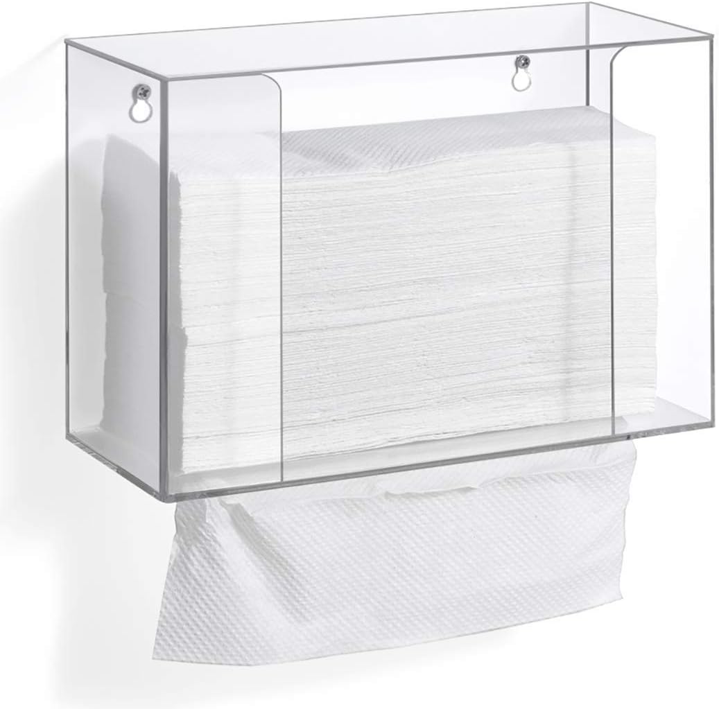 – HIIMIEI Acrylic Wall Mounted Paper Hand Towel Dispenser Folded Hand Towel Dispenser for Folded Hand Towels - Perfect for Desktop & Wall Mounted and Use for Kitchen, Countertops, Bathroom, Restaurant