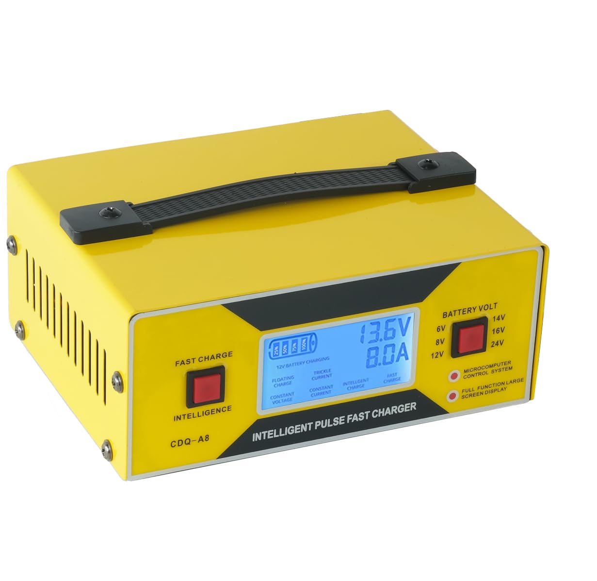 Chargeur de batterie 6/8/12/14/16/24 V, entièrement automatique avec pinces de câble