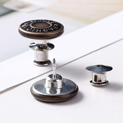 Miniatura 3 de 12 juegos de botones de repuesto de 0.667 pulgadas, botón de pantalón desmontable sin coser, botón de metal ajustable extraíble, ropa de vaquero,