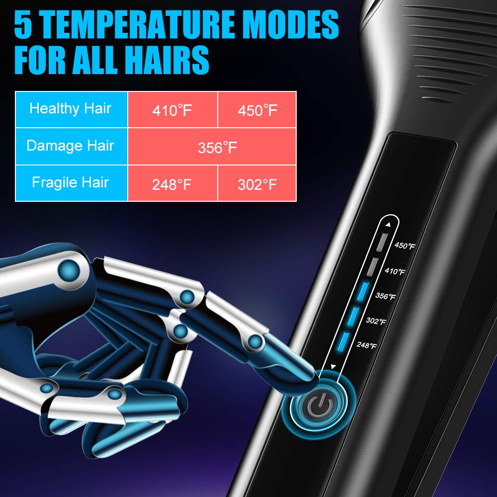 Bcway Professional Hair Straightener, 2.16'' Extra-Large Floating Titanium Flat Iron for Hair, 30s Instant Heating Straightening Iron with 5 Adjustable Temp, Anti-Static Hair Iron for All Hair Types : Beauty & Personal Care