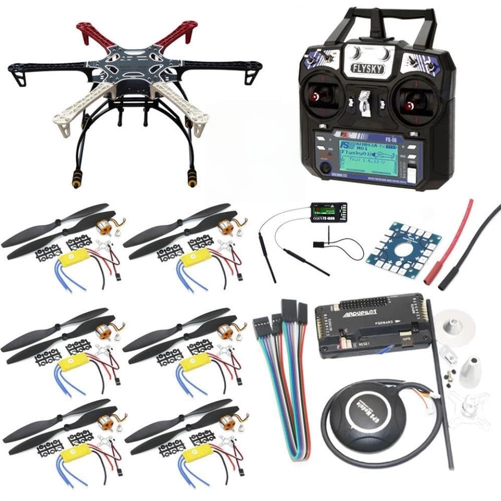 Marco de hexacóptero F550 con kit de tren de aterrizaje APM2.8 Control de vuelo 7m GPS A2212 1000KV 30A ESC Compatible con FS-I6 TX para dron RC(No FS-I6 Tx)