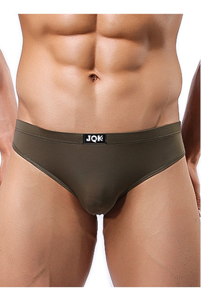 Men's Underwear Y Front Thin Ice Silk Mini Boxer Briefs Army Green (M)