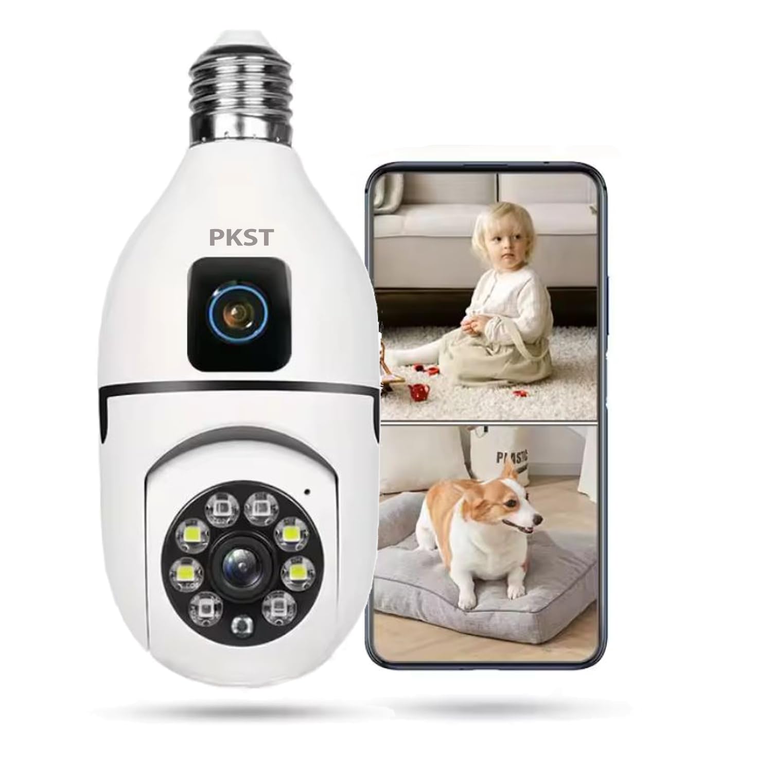 PKST Light Bulb Security Camera, Dual Lens Camera 4mp Light Bulb Camera WiFi Outdoor, Smart 360° 1080p Motion Detection Camera Light Bulb, Home Security Camera (Dual Lens Light Bulb) (B0CZP78Y13) Amazon Price History, Amazon Price Tracker