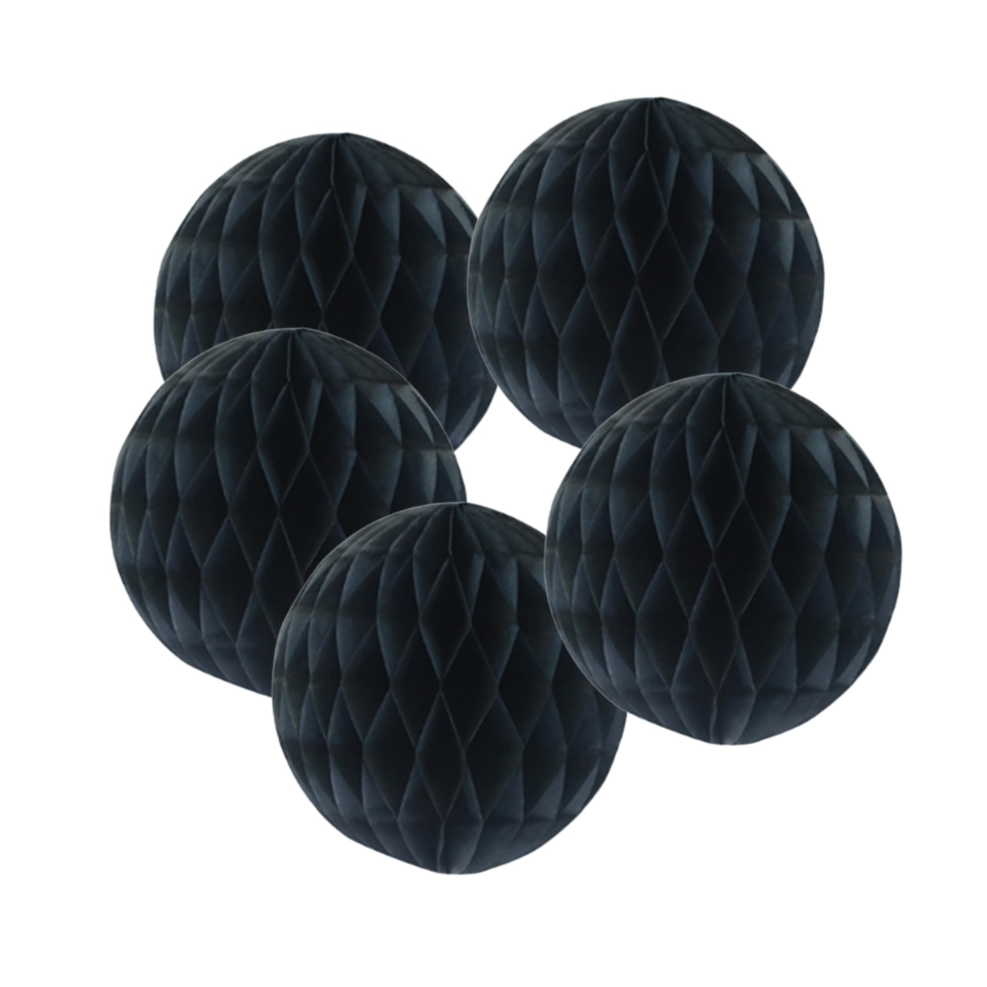 SrchJoy Honeycomb Paper Ball Party Decorations Pack of 5 Tissue Pom Poms Flower Ball Garland Birthday Baby Shower Wedding Party Decor (Black, 5 Pcs - 4" (10cm))