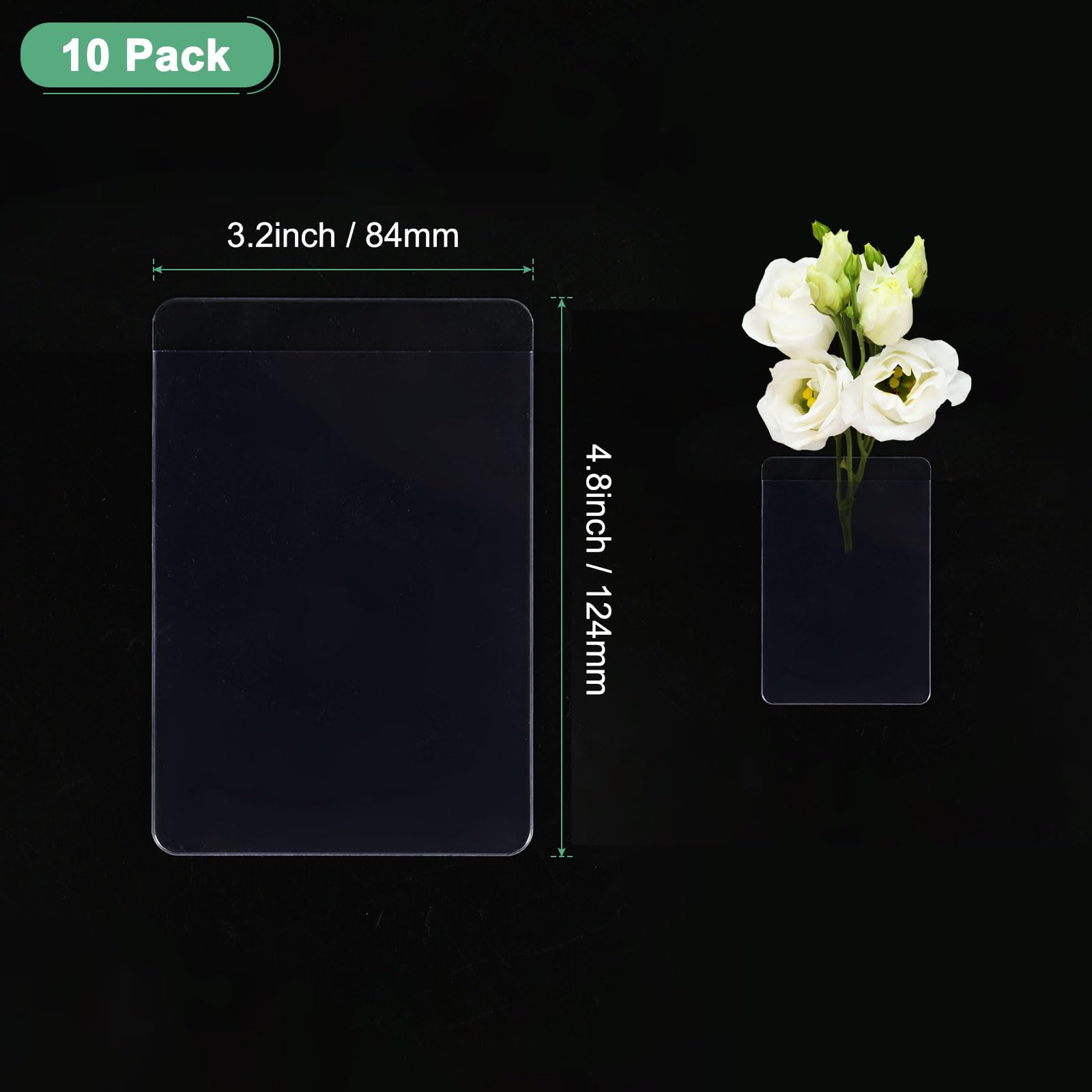 M METERXITY 10-Pack Soportes Para Boutonnieres De Bolsillo, Fundas Plásticas Para Flores Sin Alfiler Para Solapa Para Bodas/Novios/Fiestas/Prom, Ajuste [Transparente]