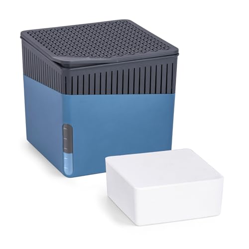 WENKO Raumentfeuchter Cube Blau 500 g - Luftentfeuchter Fassungsvermögen: 0.8 l, Kunststoff (ABS), 13 x 13 x 13 cm, Blau